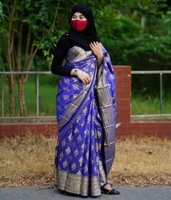 Tangailer katan saree combo . blue color - Image 2