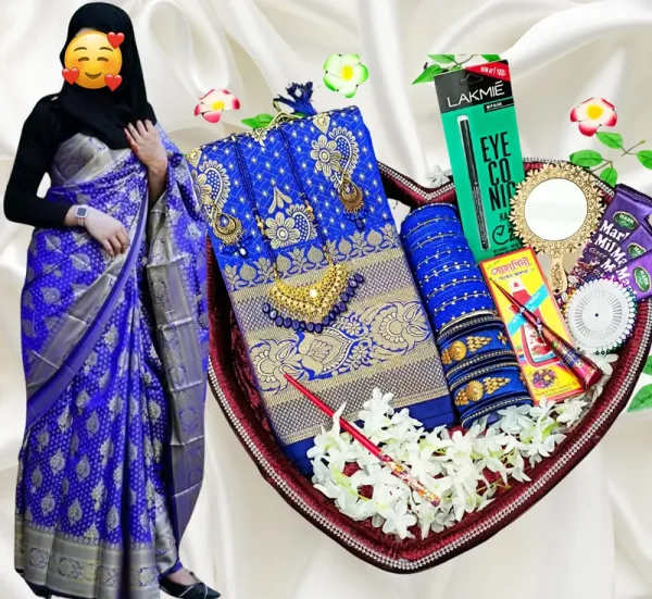 katan saree combo blue